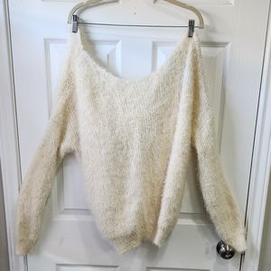&Merci cream color long sleeve Mohair Knot Sweater size Large